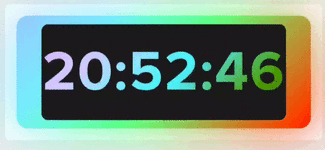 Разноцветные переливающиеся часы